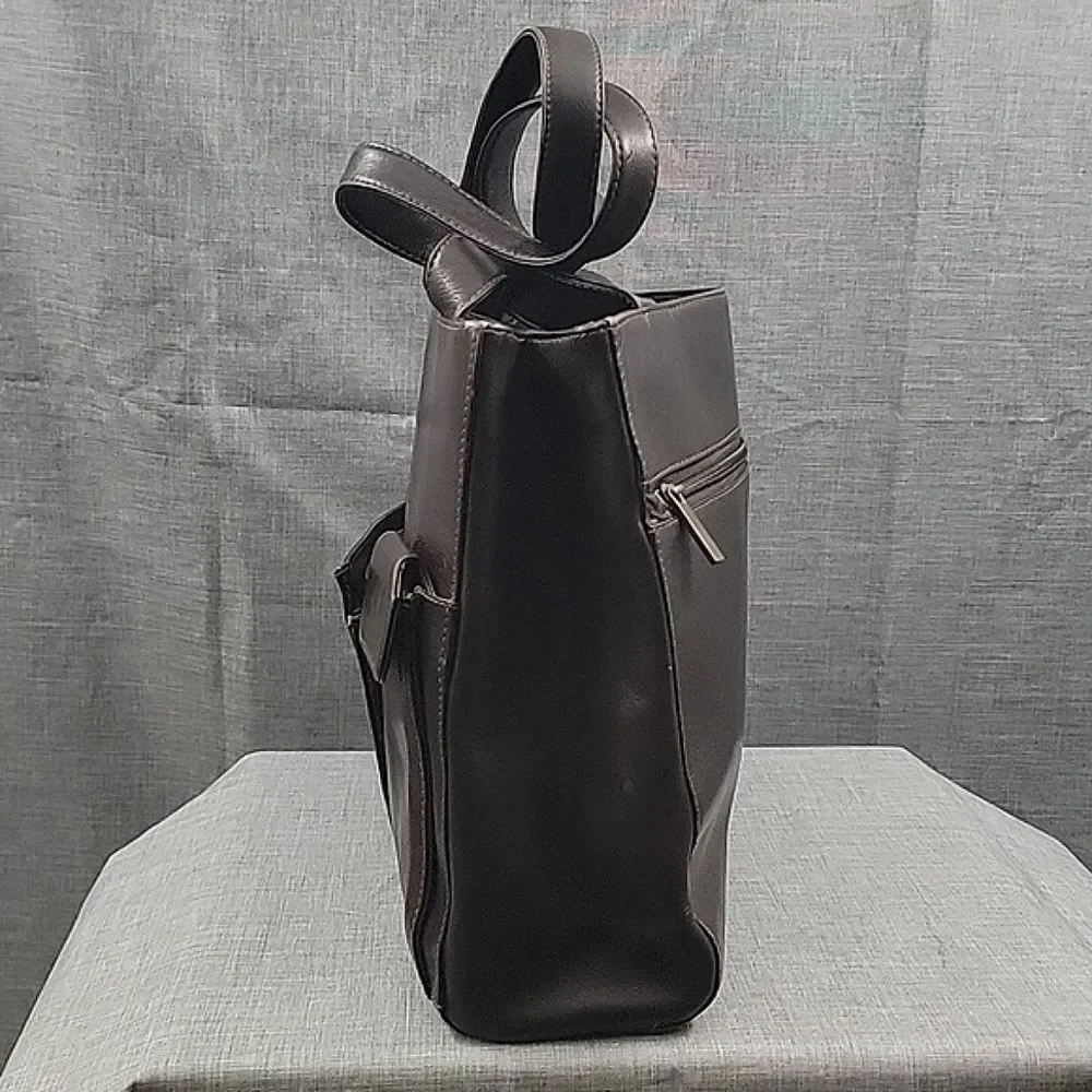 Wilson's Women's Dark Brown Leather Office Tote shoulder Bag Briefcase '90s Y2K